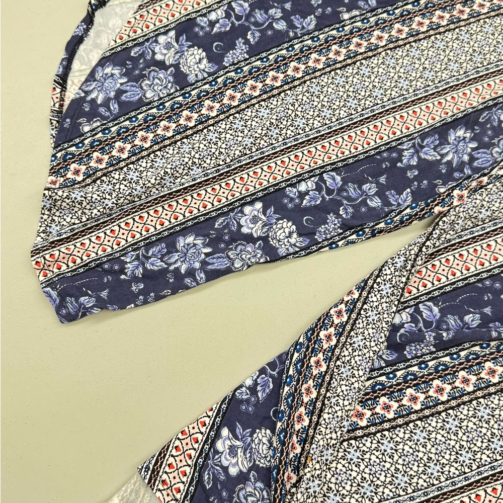 Bebop Blue Floral women’s wide leg pants size medium